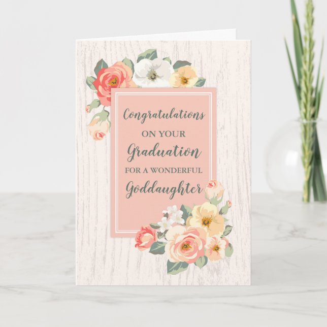 Floral Goddaughter Congratulations Graduation Card (Front)