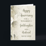Floral Goddaughter & Husband Anniversary Card<br><div class="desc">Happy wedding anniversary card for goddaughter and husband with beautiful white vintage flowers pattern and sentimental verse.</div>