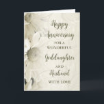 Floral Goddaughter & Husband Anniversary Card<br><div class="desc">Happy wedding anniversary card for goddaughter and husband with beautiful white vintage flowers pattern and sentimental verse.</div>