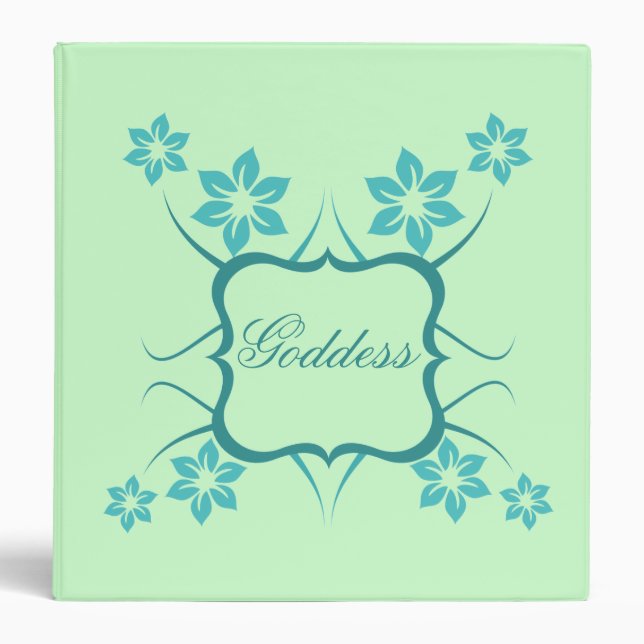 Floral Goddess Binder, Turquoise Binder (Front)