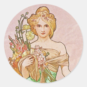 Floral Goddess Classic Round Sticker
