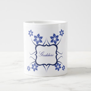 Floral Goddess Jumbo Mug, Blue Large Coffee Mug