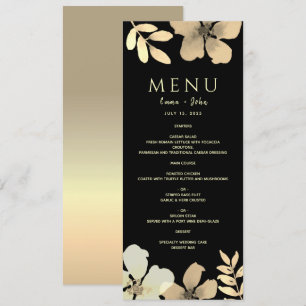 Floral Gold and Black Wedding Menu