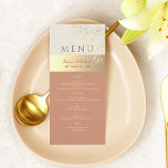 Floral Gold and Terracotta Wedding Menu<br><div class="desc">Add a stylish touch to your reception with this modern boho wedding menu, designed in an elegant peach terracotta palette. Accented with vintage gold floral lace and simple calligraphy script, this modern design effortlessly blends sophistication with whimsical charm. Perfect for rustic, bohemian, or romantic weddings, it’s a beautiful way to...</div>