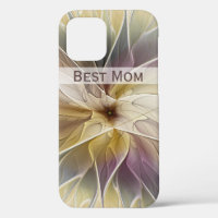 Floral Gold Aubergine Abstract Fractal Best Mom