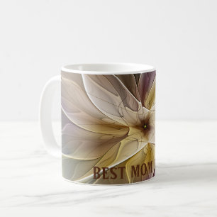 Floral Gold Aubergine Abstract Fractal Best Mom Coffee Mug