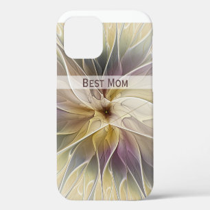 Floral Gold Aubergine Abstract Fractal Best Mom iPhone 12 Case