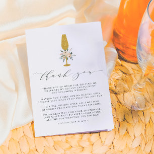 Floral Gold Champagne Flute Thank You Card