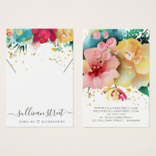 Floral Gold Earrings Necklace Display Card