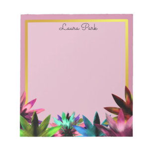 Floral Gold Faux Personalized Cute Girly Notepad