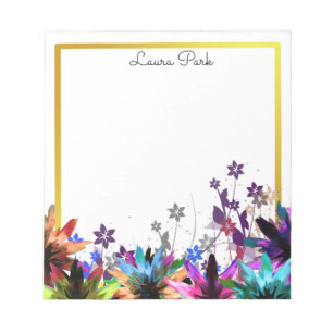 Floral Gold Faux Personalized Cute Girly Notepad