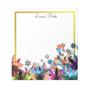 Floral Gold Faux Personalized Cute Girly Notepad