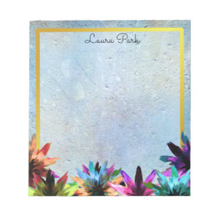 Floral Gold Faux Personalized Cute Girly Notepad
