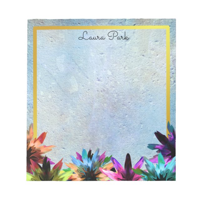 Floral Gold Faux Personalized Cute Girly Notepad (Front)