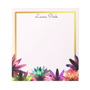 Floral Gold Faux Personalized Cute Girly Notepad
