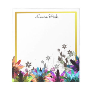 Floral Gold Faux Personalized Cute Girly Notepad