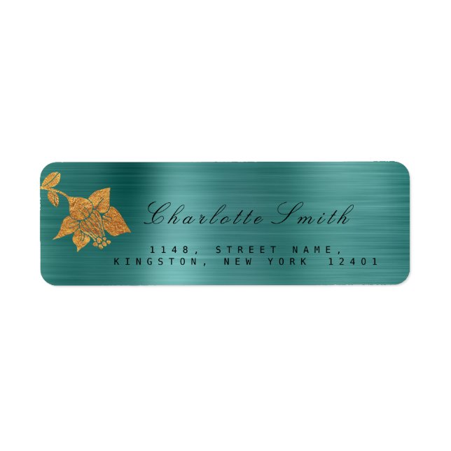 Floral Gold Foil Métallurgique Turquoise Tropical  (Devant)