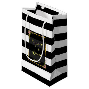 Floral Gold Foil Stripe Mariage Favor Sac