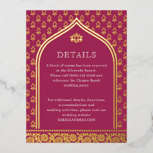 Floral Gold Foil Wedding Detail Information Cards