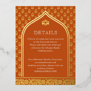 Floral Gold Foil Wedding Detail Information Cards