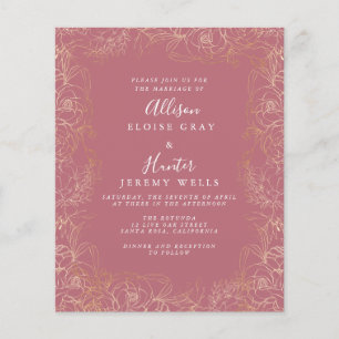Floral gold Foil Wedding Invitation Flyer