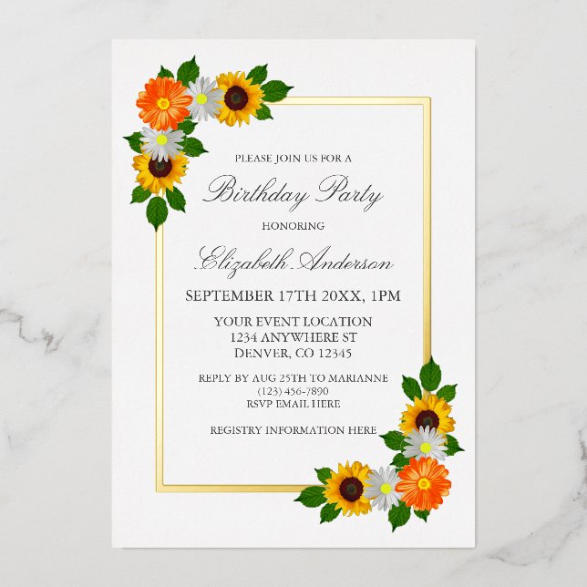 Floral Gold Frame Birthday (Front)