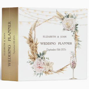 Floral Gold Frame Champagne Glass  Binder