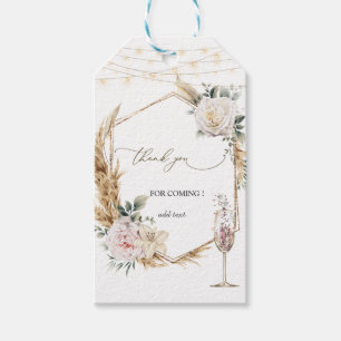 Floral Gold Frame Champagne Glass Wedding  Gift Tags