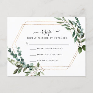 Floral Gold Frame RSVP Card 