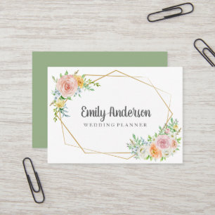 Floral gold geometric elegant Business card