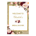 Floral Gold Glitter Bridal Shower Welcome Sign