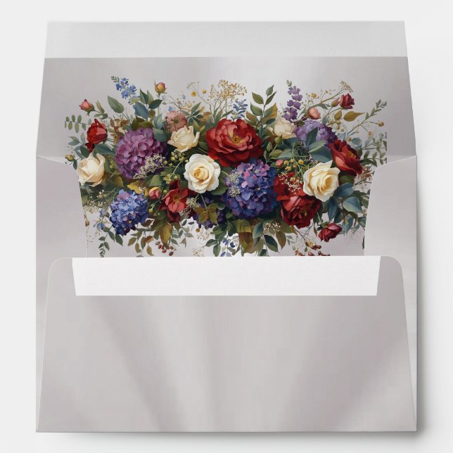 Floral & Gold Leaves Border - Pearl Envelope (Back (Bottom))