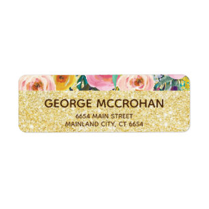 Floral Gold Parties scintillant Foil Adresse de re
