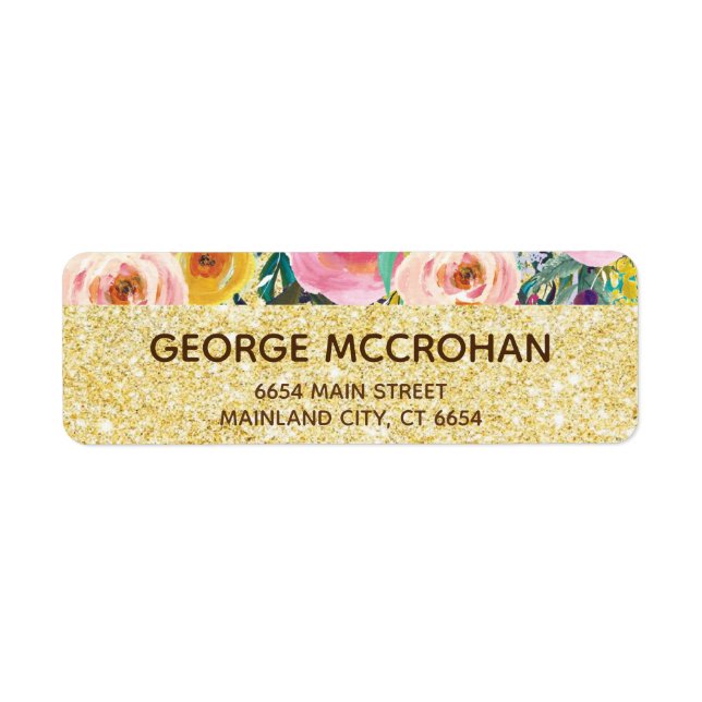 Floral Gold Parties scintillant Foil Adresse de re (Devant)
