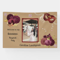 Floral Gold Red Quinceañera Masquerade & Photo