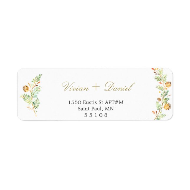 Floral Gold Return Address Labels (Front)