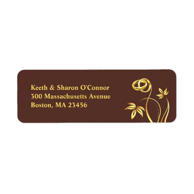Floral Gold Rings Return Address Small Labels (Front)