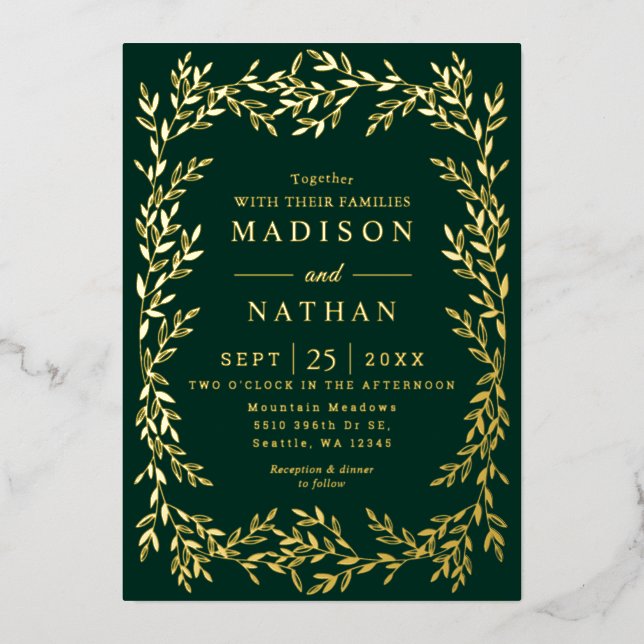 Floral Gold Victorian Mariage Foil Invitation (Recto)