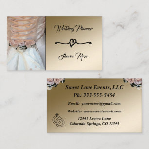 Floral & Gold Wedding Planner Business Card