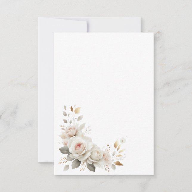  Floral Gold Wedding Thank You Card (Front)