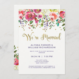 Floral Gold We're Married Invitation