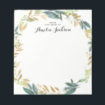 Floral Gold Wreath Personalized Notepad Stationery<br><div class="desc">More pretty Notepads in the Little Bayleigh Store!</div>