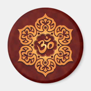 Floral Golden Red Aum Design Magnet