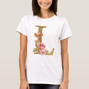Floral golden - The letter L T-Shirt