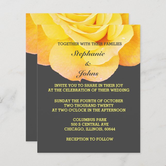 Floral Golden Yellow Orange Grey Grey Cool Wedding (Front/Back)