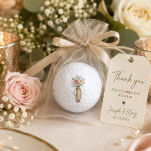 Floral Golf Bag with Flowers Wedding Favour Gift Balls