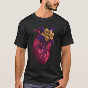 Floral Goth Anatomical Heart Show Your Love T-Shirt