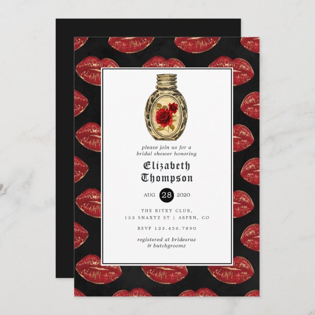 Floral Gothic Bridal Shower Invitation (Front/Back)