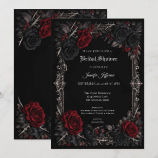 Floral Gothic Halloween Bridal Shower invitation