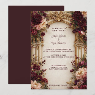 Floral Gothic Halloween Wedding Invitation